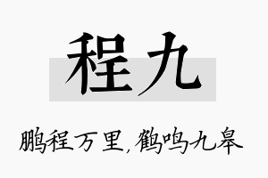 程九名字的寓意及含义