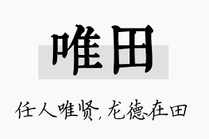 唯田名字的寓意及含义