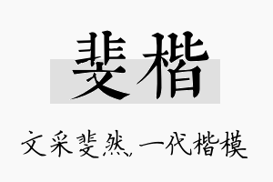 斐楷名字的寓意及含义