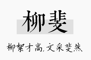 柳斐名字的寓意及含义