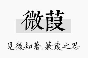 微葭名字的寓意及含义