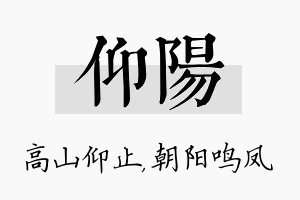 仰阳名字的寓意及含义