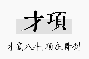 才项名字的寓意及含义