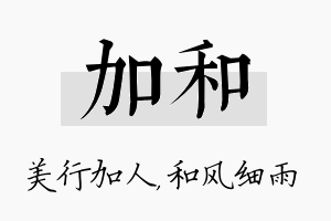 加和名字的寓意及含义