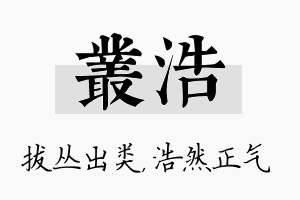 丛浩名字的寓意及含义