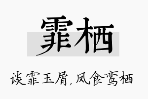 霏栖名字的寓意及含义