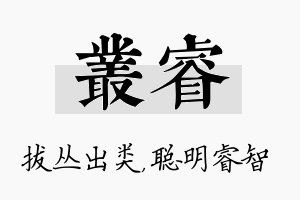 丛睿名字的寓意及含义