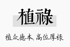 植禄名字的寓意及含义