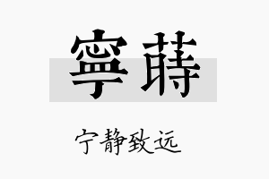 宁莳名字的寓意及含义