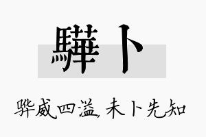 骅卜名字的寓意及含义