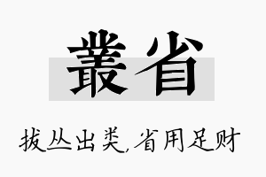 丛省名字的寓意及含义