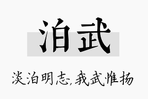 泊武名字的寓意及含义