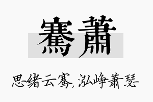 骞萧名字的寓意及含义