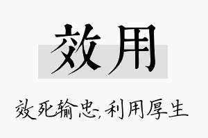 效用名字的寓意及含义