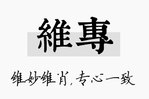 维专名字的寓意及含义