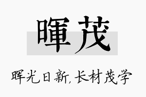 晖茂名字的寓意及含义