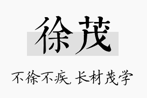 徐茂名字的寓意及含义