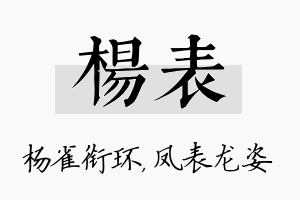 杨表名字的寓意及含义