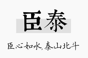 臣泰名字的寓意及含义