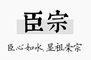 臣宗名字的寓意及含义