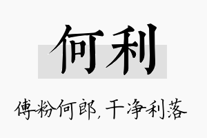 何利名字的寓意及含义