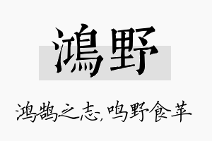 鸿野名字的寓意及含义