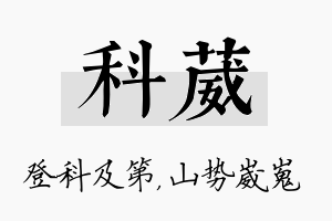 科葳名字的寓意及含义