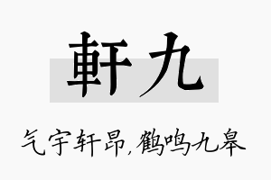 轩九名字的寓意及含义