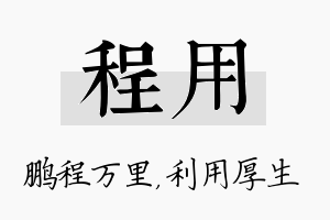 程用名字的寓意及含义