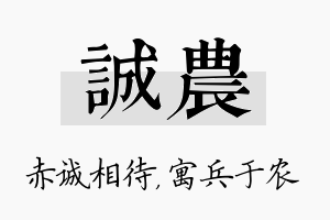 诚农名字的寓意及含义