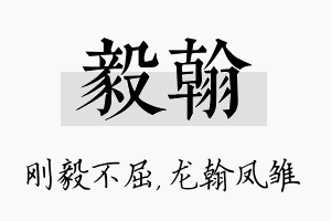 毅翰名字的寓意及含义