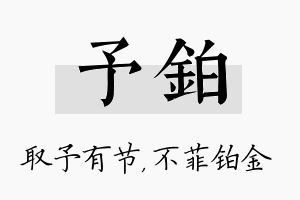 予铂名字的寓意及含义