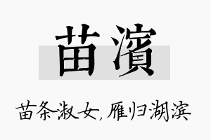 苗滨名字的寓意及含义