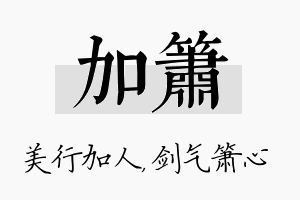 加箫名字的寓意及含义