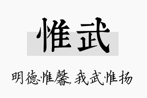 惟武名字的寓意及含义