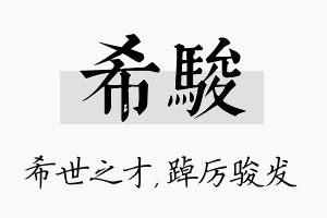 希骏名字的寓意及含义