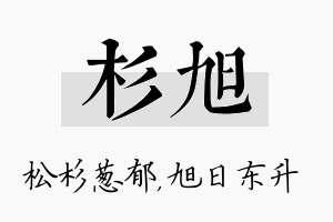 杉旭名字的寓意及含义