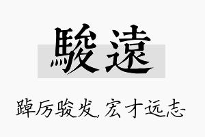 骏远名字的寓意及含义