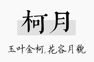 柯月名字的寓意及含义