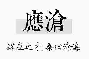 应沧名字的寓意及含义