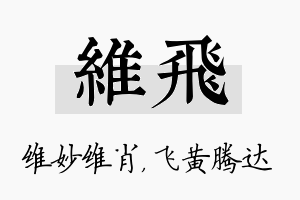 维飞名字的寓意及含义