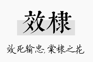 效棣名字的寓意及含义