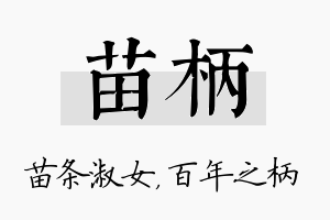 苗柄名字的寓意及含义