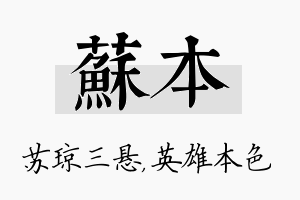 苏本名字的寓意及含义