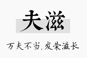 夫滋名字的寓意及含义