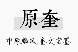 原奎名字的寓意及含义