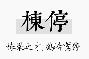 栋停名字的寓意及含义