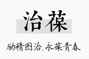 治葆名字的寓意及含义