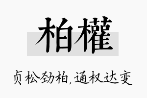 柏权名字的寓意及含义