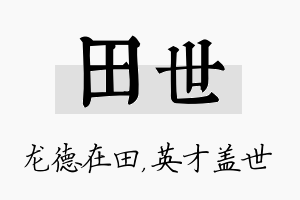 田世名字的寓意及含义